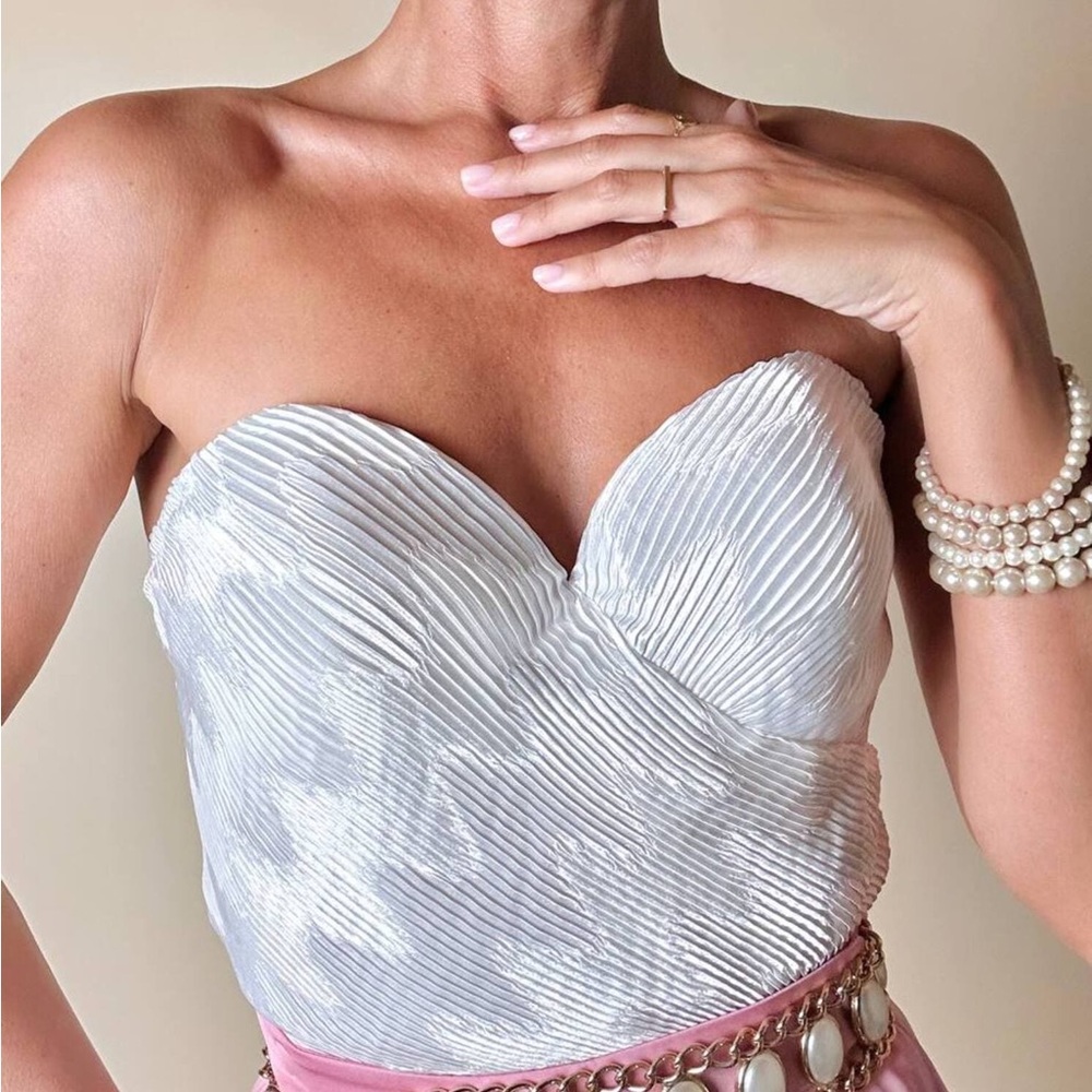 La Perla Vintage pleated Elegant Strapless White top